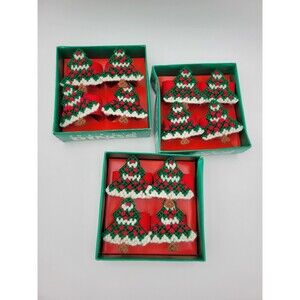 12 Christmas Tree Plastic Canvas Napkin Rings 3 Sets Of 4 Holiday Table Decor